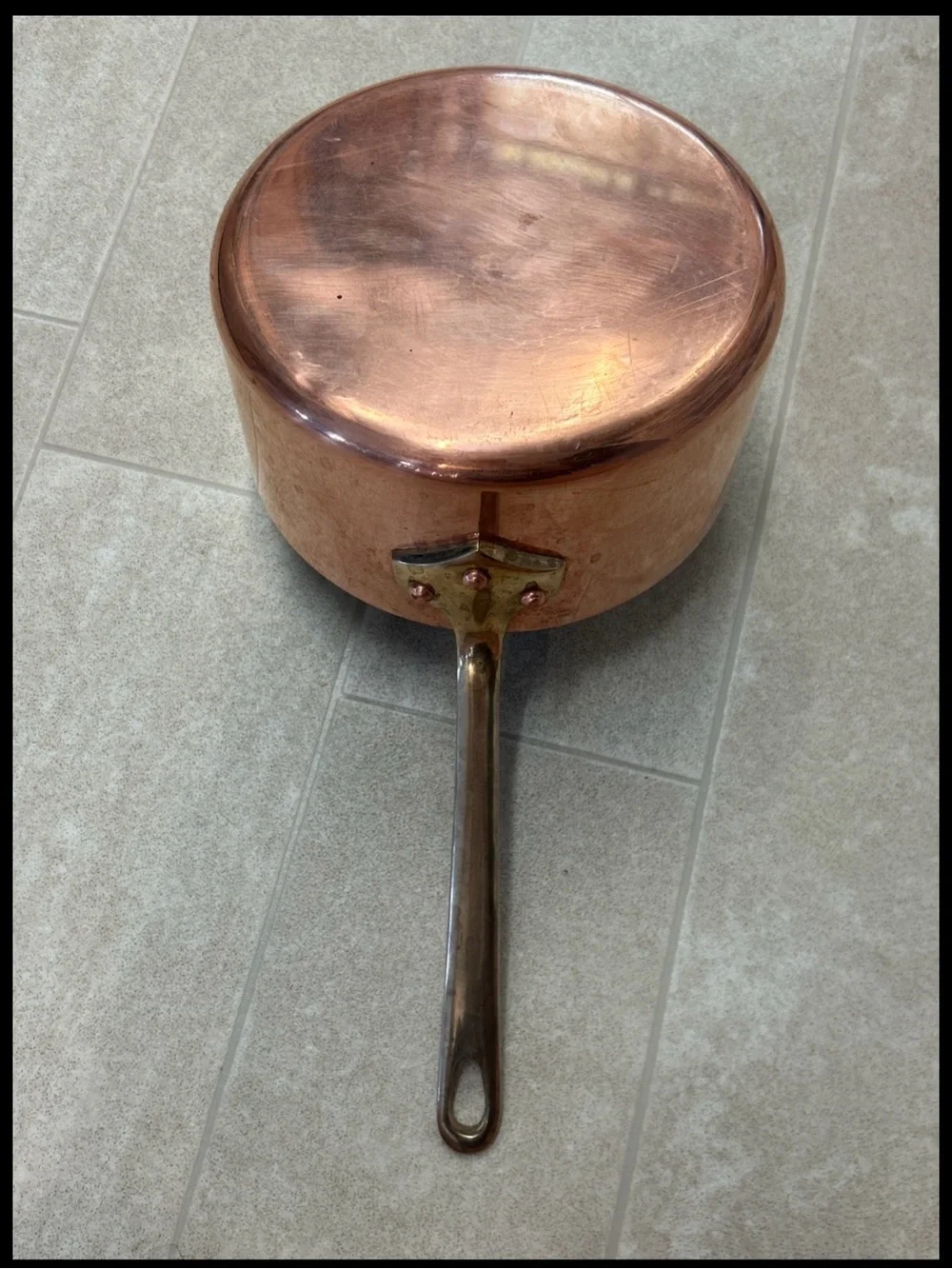 Made In France Copper Saucepan Pot 7.25 inch diameter Stylish Clean Cooking